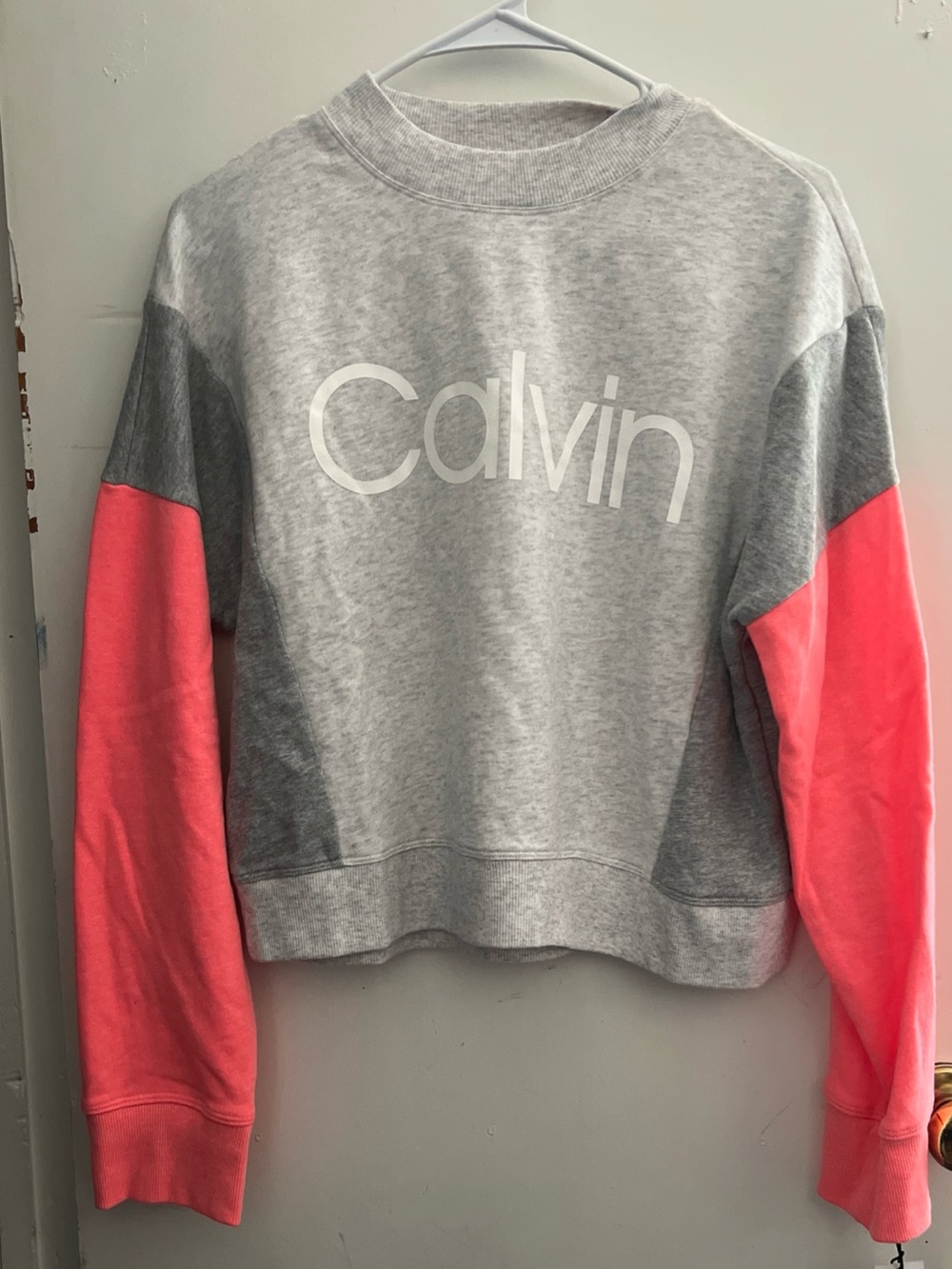 Calvin Klein Gray Sweatshirt with Coral Trim